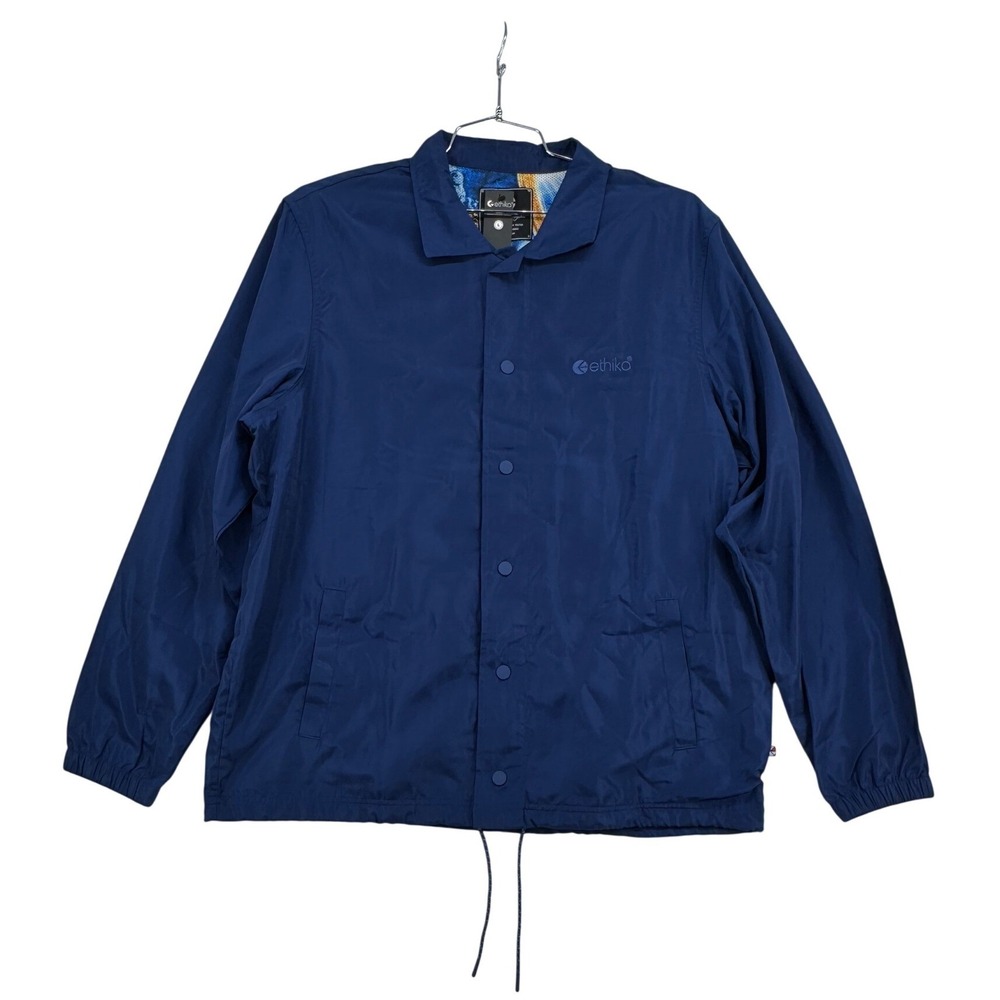 NWT Ethika Coach Jacket Mens Large Navy Blue New Graphic Mesh Lining
